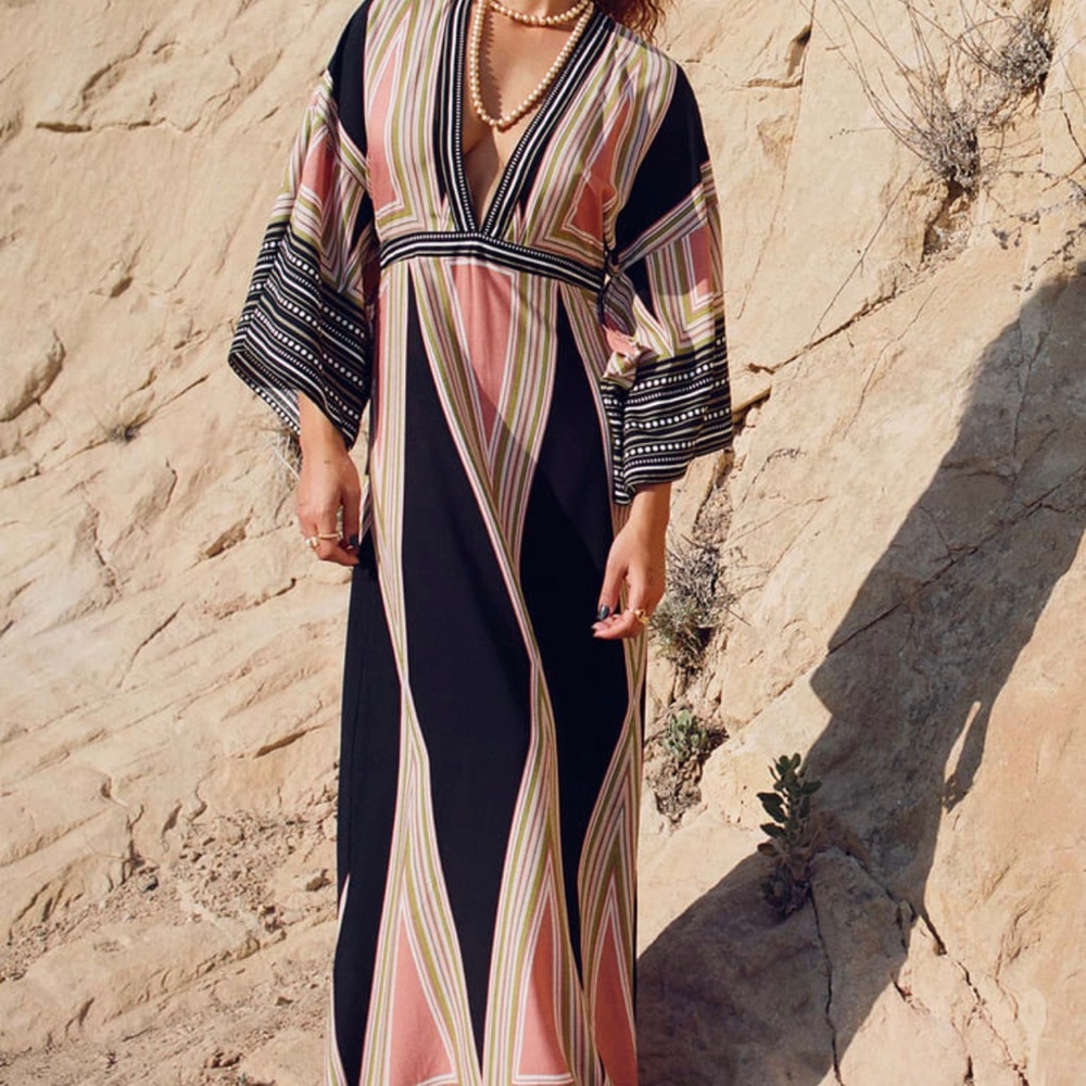 Lulus Montecito Black Print Maxi Dress XL - NWT!